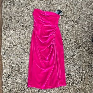 NBD strapless velvet midi dress